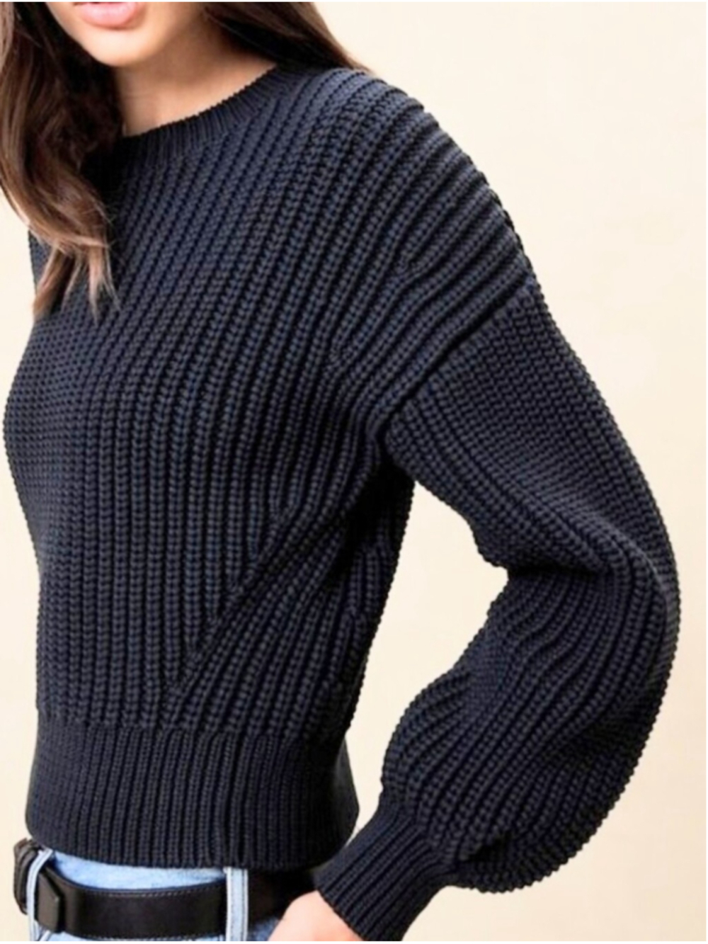 Banana Republic Textured Classic Navy Blue Chunky Knit Sweater Size Small Preppy